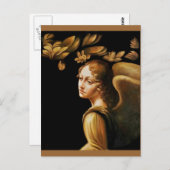 Engel mit goldenen Blätter Postkarte (Vorne/Hinten)