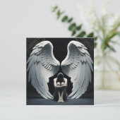 Engel mit großen Flügeln Einladung (Stehend Vorderseite)