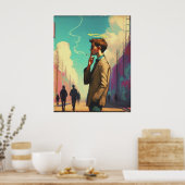 Engel mit Halo Rauchen auf der Stadtstraße Poster (Küche)