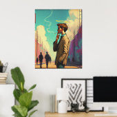 Engel mit Halo Rauchen auf der Stadtstraße Poster (Heimbüro)