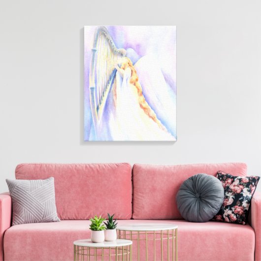 Engel mit Harfe Leinwanddruck (Insitu (Wohnzimmer))