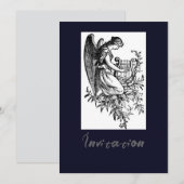 Engel mit Harfe und Flora Einladung (Vorne/Hinten)