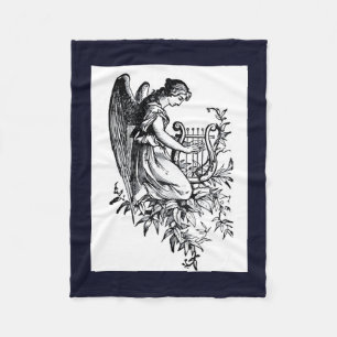 Engel mit Harfe und Flora Fleecedecke
