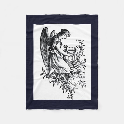 Engel mit Harfe und Flora Fleecedecke (Vorderseite)