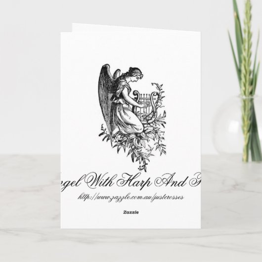 Engel mit Harfe und Flora Karte (Rückseite)