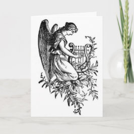 Engel mit Harfe und Flora Karte