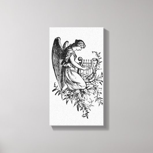Engel mit Harfe und Flora Leinwanddruck (Vorderseite)