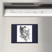 Engel mit Harfe und Flora Magnet (In Situ (Geschirrspüler))