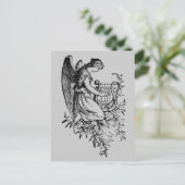 Engel mit Harfe und Flora Postkarte (Stehend Vorderseite)