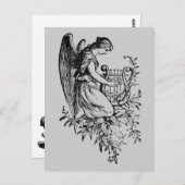 Engel mit Harfe und Flora Postkarte (Vorne/Hinten)