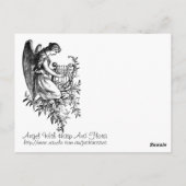 Engel mit Harfe und Flora Postkarte (Rückseite)