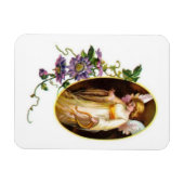 Engel mit Harfe und Klematisblüten Magnet (Horizontal)