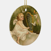 Engel mit Harfe und Schmetterlinge Keramikornament (Rechts)