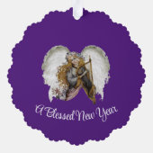 Engel mit Harfenpapier-Ornament-Karte Ornament Karte (Rückseite)