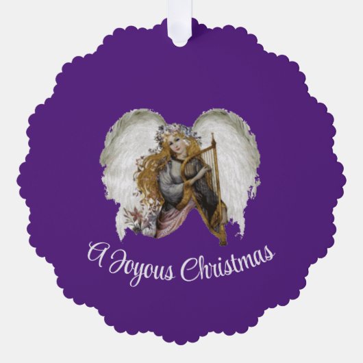 Engel mit Harfenpapier-Ornament-Karte Ornament Karte (Vorderseite)