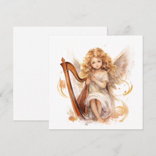 Engel mit Harfenweihnachtskarte Feiertagskarte (Vorne/Hinten)