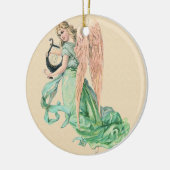 Engel mit Harfenwein Keramikornament (Links)