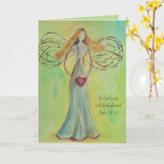 Engel mit Herz Karte (Gelbe Blume)