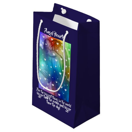 Engel mit Herz Kleine Geschenktüte (Vorderseite Schrägansicht)