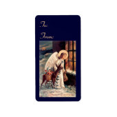 Engel mit Hirschweihnachtsgeschenk Aufkleber Adressaufkleber (Vorne)