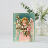 Engel mit Hübsch rosa Kleid Postkarte (Stehend Vorderseite)