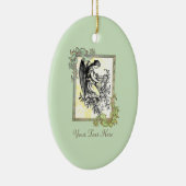 Engel mit Keramik von Harfe und Flora Keramik Ornament (Rechts)