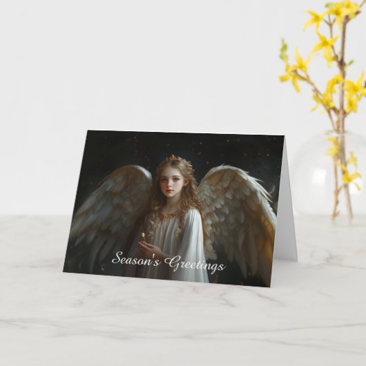 Engel mit Kerzenlicht Karte (Gelbe Blume)