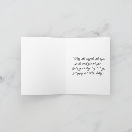 Engel mit Kind 1. Geburtstag Karte (Innenseite)