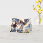 Engel mit Kindergrußkarte Karte (Gelbe Blume)