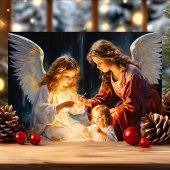 Engel mit Kinderkrippe Weihnachten