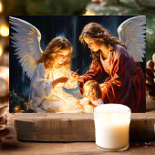 Engel mit Kinderkrippe Weihnachten