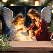 Engel mit Kinderkrippe Weihnachten