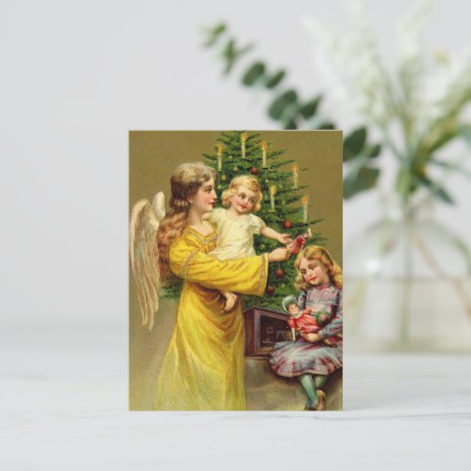 Engel mit Kindern und Baum Postkarte (Stehend Vorderseite)