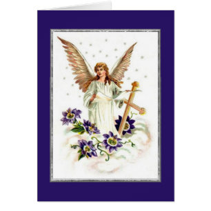 Engel mit Kreuz- und Clematika-Blume