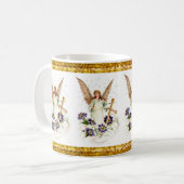 Engel mit Kreuz- und Clematika-Blume Kaffeetasse (Vorderseite Links)