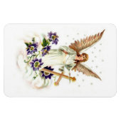 Engel mit Kreuz und Klematisblumen Magnet (Horizontal)