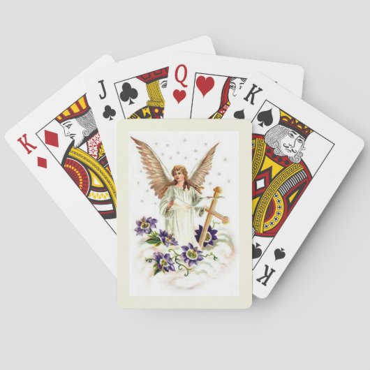 Engel mit Kreuz und Klematisblumen  Spielkarten (Rückseite)
