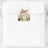 Engel mit Kreuzklebern Quadratischer Aufkleber (Tasche)