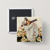 Engel mit Kreuzknopf Button (Vorne & Hinten)