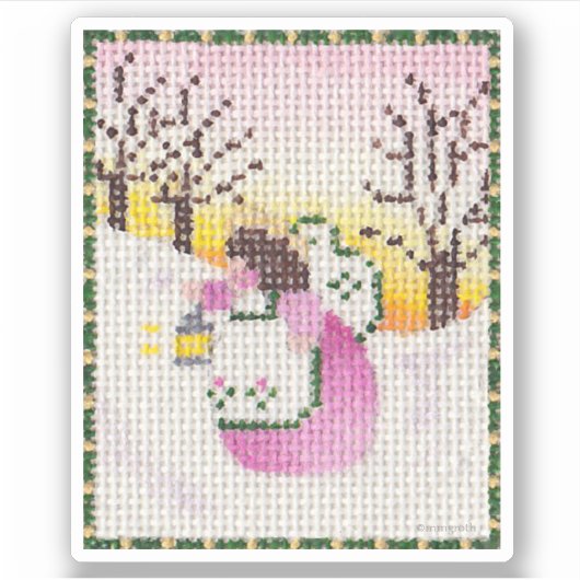 Engel mit Laternensticker Aufkleber (Vorderseite)