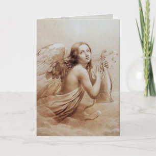 ENGEL MIT LYRA ÜBER DEN WOLKEN KARTE