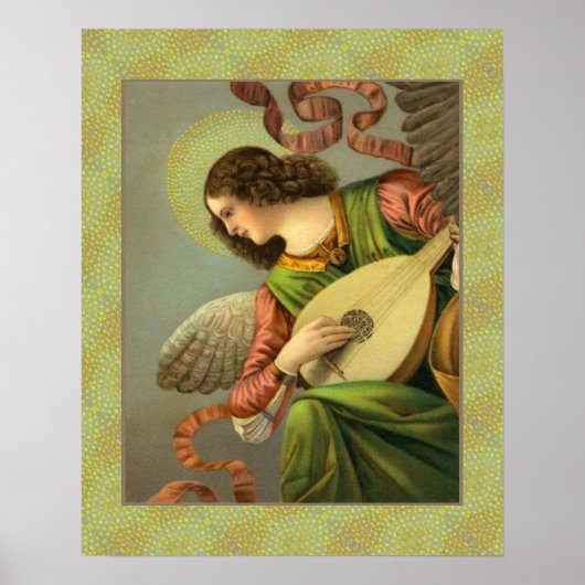 Engel mit Mandoline malend Poster (Vorne)