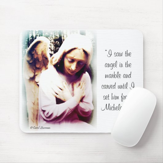 Engel mit Michelangelo-Zitat Mousepad (Mit Mouse)