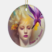 Engel mit Orchid Keramik Ornament (Links)