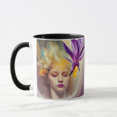 Engel mit Orchid - personalisierbar Tasse (Links)