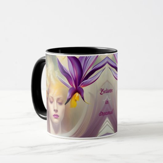 Engel mit Orchid - personalisierbar Tasse (Vorderseite Links)