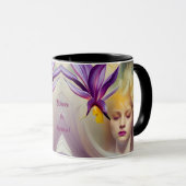 Engel mit Orchid - personalisierbar Tasse (VorderseiteRechts)