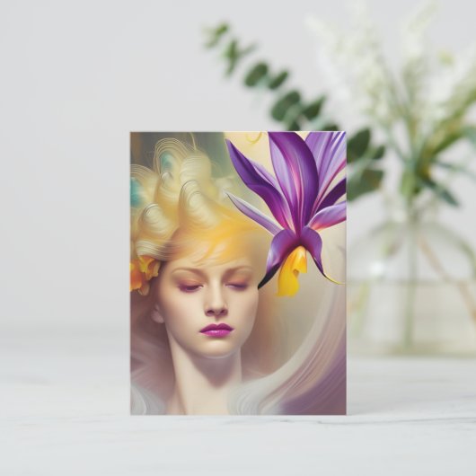 Engel mit Orchid Postkarte (Stehend Vorderseite)