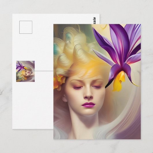 Engel mit Orchid Postkarte (Vorne/Hinten)