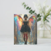 Engel mit Regenbogenwingen Postkarte (Stehend Vorderseite)